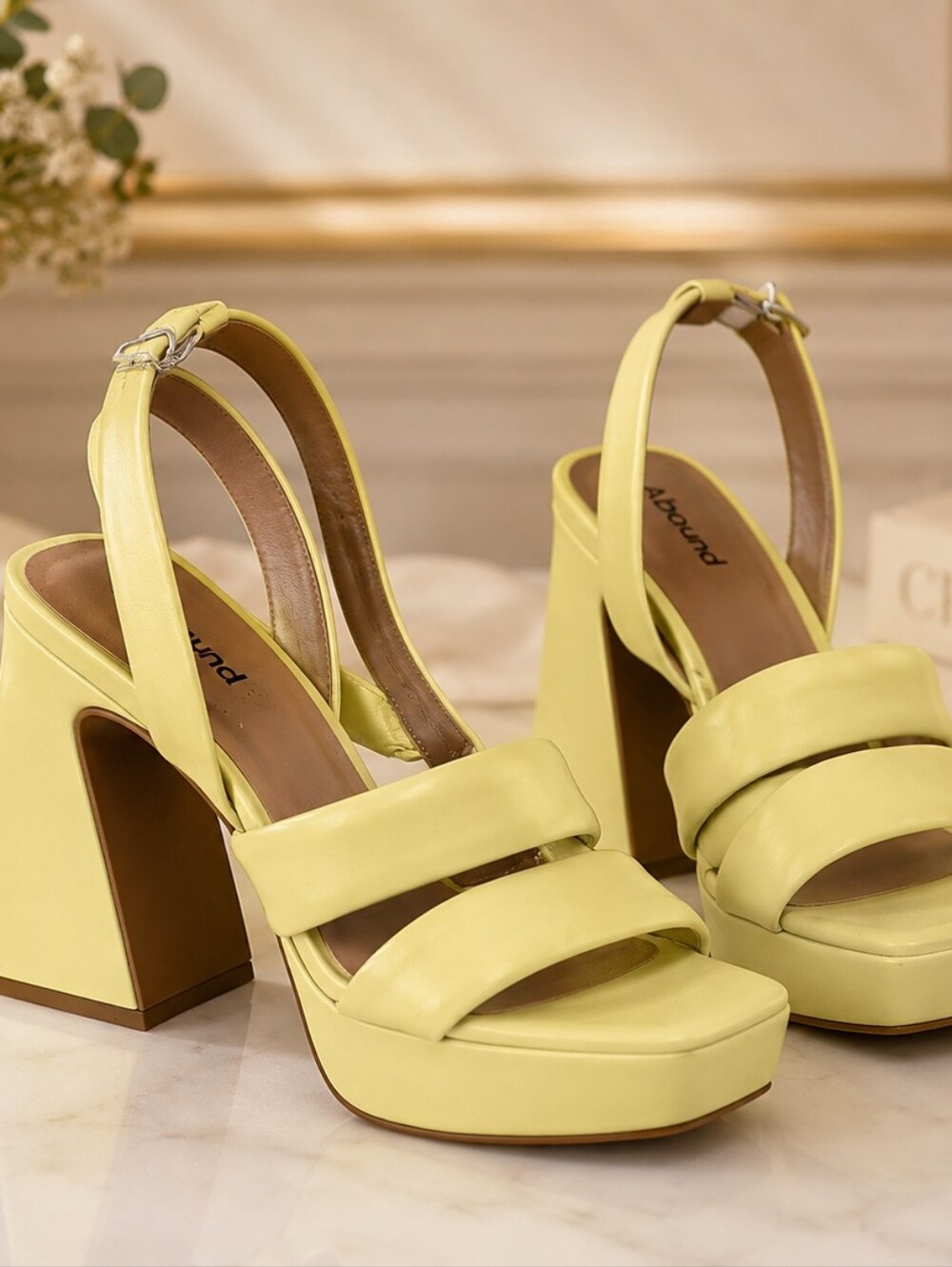 Nordstrom Abound Tracy Lemon Yellow Platform Block Heels 8